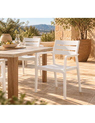 Sillón MADEIRA, apilable, polipropileno blanco