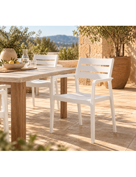 Sillón MADEIRA, apilable, polipropileno blanco