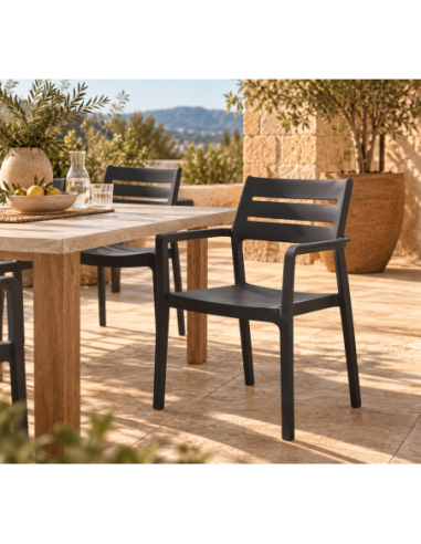Sillón MADEIRA, apilable, polipropileno negro