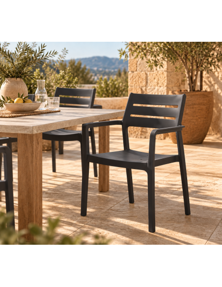 Sillón MADEIRA, apilable, polipropileno negro
