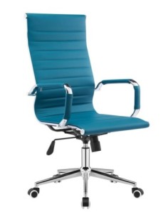 Sillón de oficina RICKY, alto, regulación de altura, basculante, similpiel turquesa