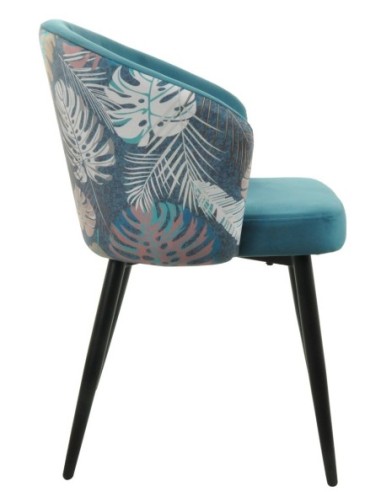  tapizado velvet azul con respaldo floral a juego