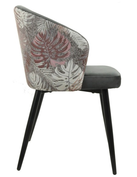  tapizado velvet gris con respaldo floral a juego