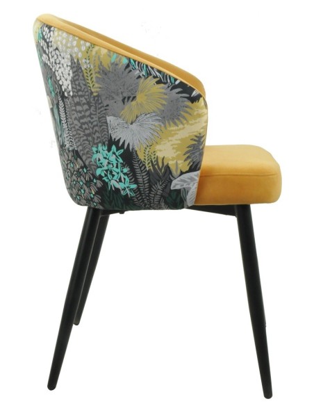  tapizado velvet amarillo con respaldo floral a juego