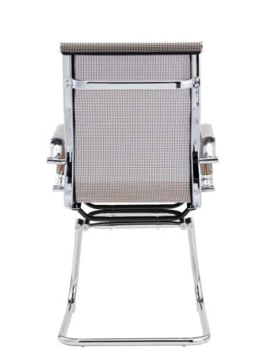 Sillón de oficina PRAGA, fijo, cromado, malla marrón