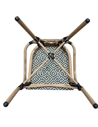 Sillón TARAMAY, apilable, aluminio, mesh crema y verde