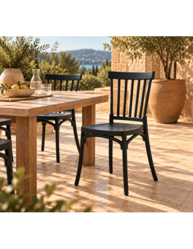 Silla MILOS 43, apilable, tratamiento anti UV, polipropileno antracita