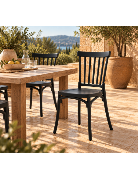 Silla MILOS 43, apilable, tratamiento anti UV, polipropileno antracita
