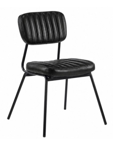 Silla NUREMBERG, metal, similpiel negra
