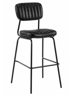 Taburete NUREMBERG, metal, similpiel negro