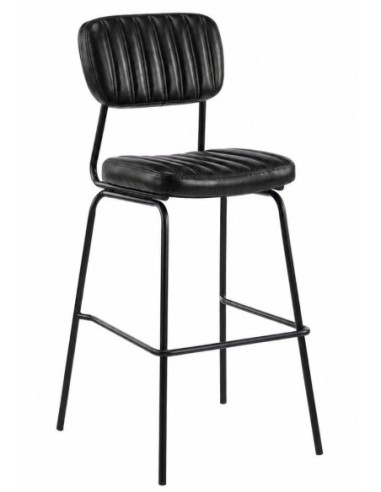 Taburete NUREMBERG, metal, similpiel negro