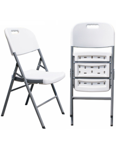 Silla BEACH NEW, plegable, metal, gris, polietileno blanco