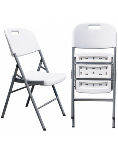 Silla BEACH NEW, plegable, metal, gris, polietileno blanco