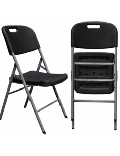 Silla BEACH NEW, plegable, metal, gris, polietileno negro