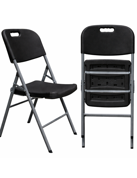 Silla BEACH NEW, plegable, metal, gris, polietileno negro