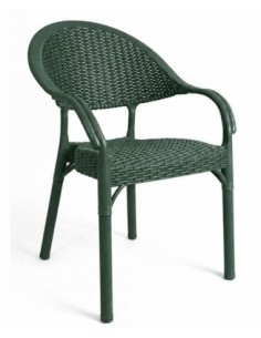 Sillón TORREMOLINOS, apilable, patas metálicas, polipropileno verde