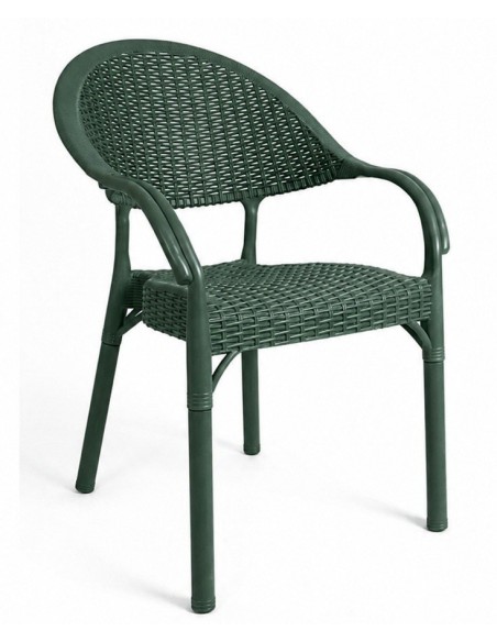Sillón TORREMOLINOS, apilable, patas metálicas, polipropileno verde