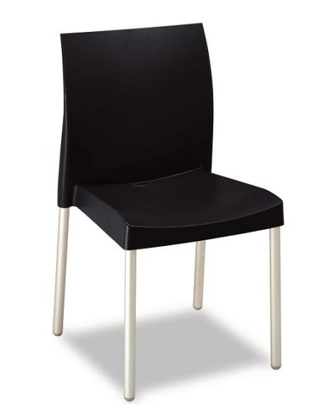 Silla SANDRA, aluminio, polipropileno negro*