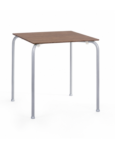 Mesa FERAY NEW, apilable, epoxi color gris, tablero fenólico castaño 69 x 69 cms.