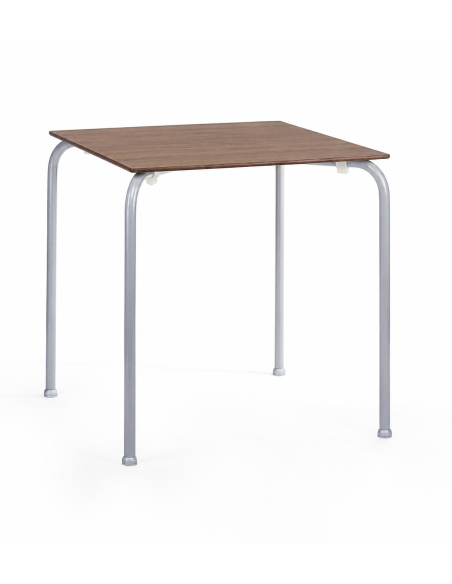Mesa FERAY NEW, apilable, epoxi color gris, tablero fenólico castaño 69 x 69 cms.