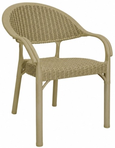 Sillón TORREMOLINOS, apilable, patas metálicas, polipropileno moka