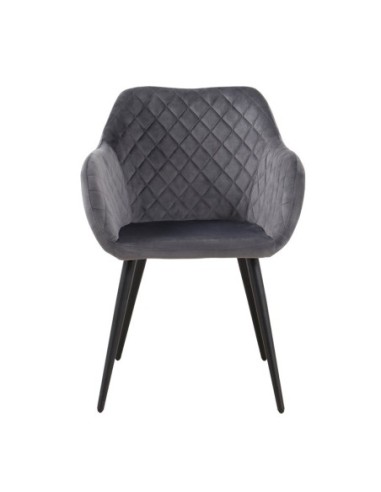Sillón ROLANDO, metal, tapizado velvet 21 gris oscuro