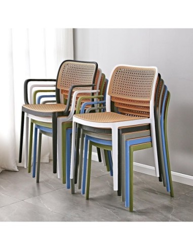 Sillón NIJAR BB, apilable, tratamiento anti UV, polipropileno blanco y beige