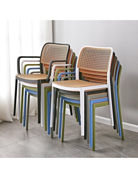 Sillón NIJAR BB, apilable, tratamiento anti UV, polipropileno blanco y beige