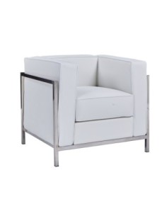 Sillón NEW LOBBY, acero inoxidable, similpiel blanca