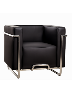 Sillón VENETTO, acero inoxidable, similpiel negra