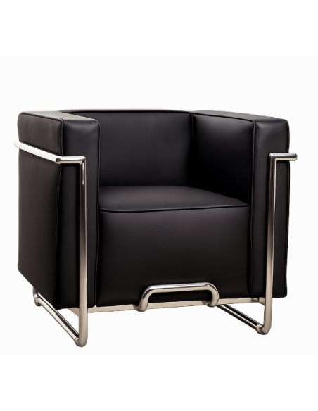 Sillón VENETTO, acero inoxidable, similpiel negra