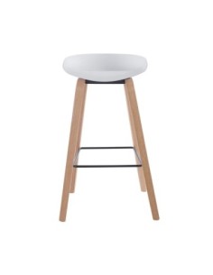 Taburete AWAK (EL), madera curvada, asiento polipropileno blanco 2