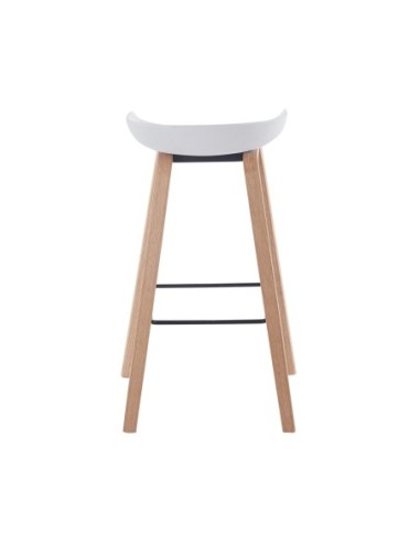 Taburete AWAK (EL), madera curvada, asiento polipropileno blanco