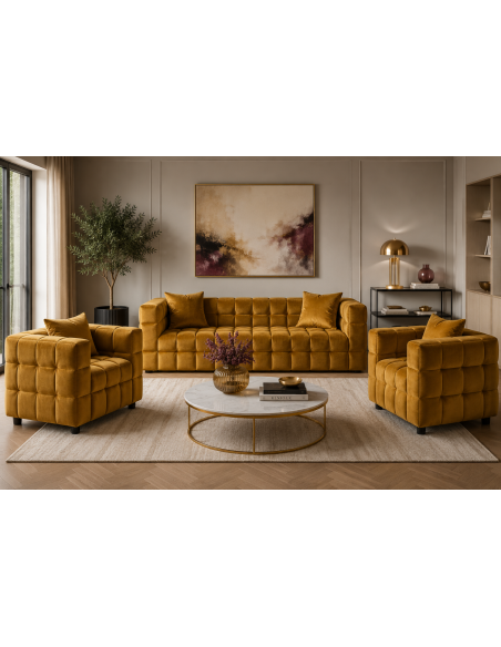 Sillón LORING, tejido velvet camel 34
