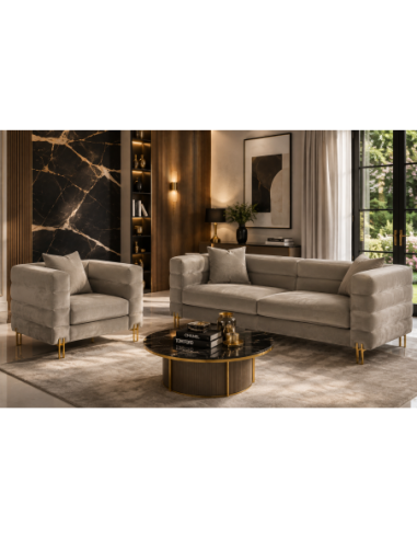 Sillón LARIOS, tejido velvet gris claro 25