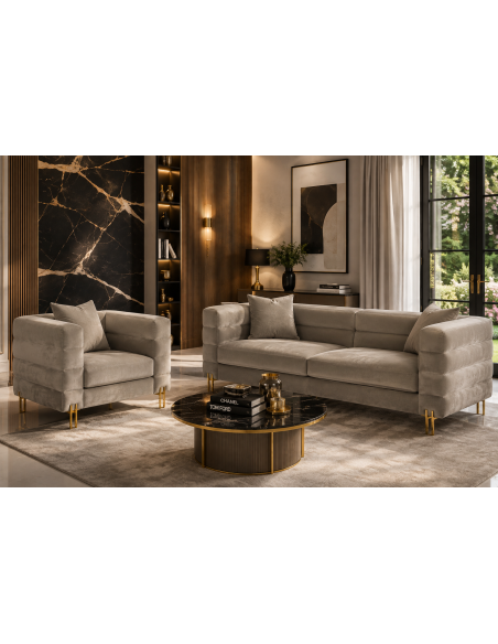 Sillón LARIOS, tejido velvet gris claro 25