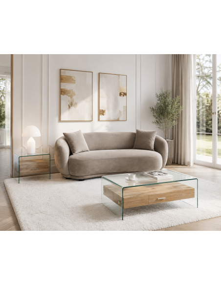 Sofá Rachel, 3 plazas, tejido velvet gris claro 25