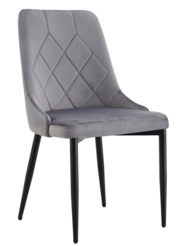 Silla LAPONIA, metal, tapizado velvet gris claro