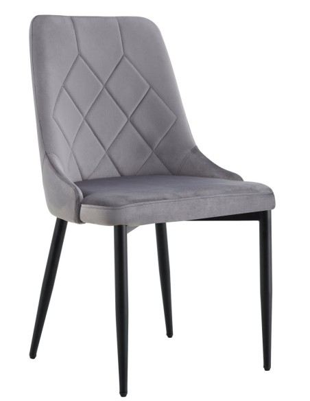 Silla LAPONIA, metal, tapizado velvet gris claro