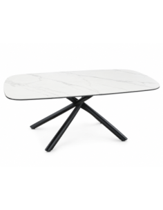 Mesa JAZZ-CE, metal negro, tapa cerámica con imitación mármol, 160x90 cms