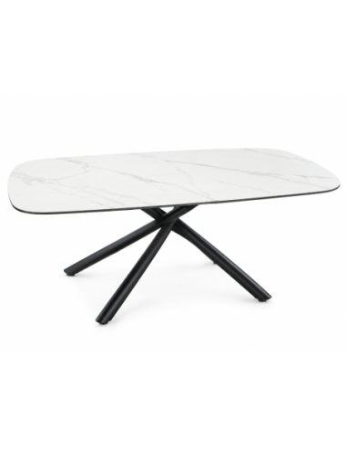 Mesa JAZZ-CE, metal negro, tapa cerámica con imitación mármol, 160x90 cms