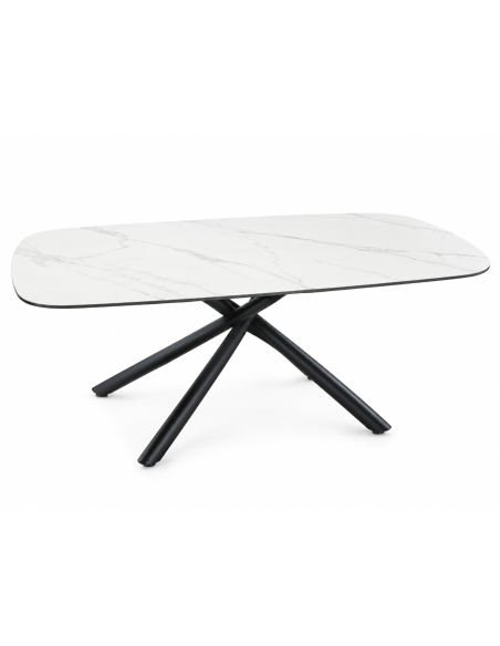 Mesa JAZZ-CE, metal negro, tapa cerámica con imitación mármol, 160x90 cms