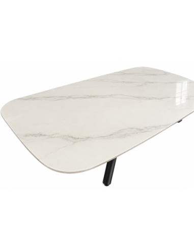 Mesa JAZZ-CE, metal negro, tapa cerámica con imitación mármol, 160x90 cms