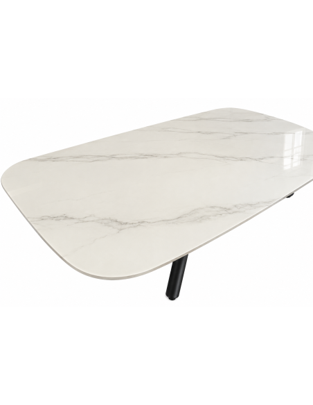 Mesa JAZZ-CE, metal negro, tapa cerámica con imitación mármol, 160x90 cms