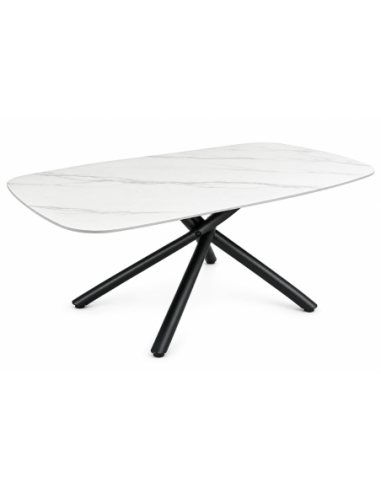 Mesa JAZZ-CE, metal negro, tapa cerámica con imitación mármol, 160x90 cms