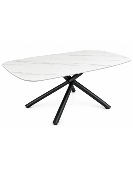 Mesa JAZZ-CE, metal negro, tapa cerámica con imitación mármol, 160x90 cms