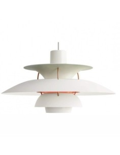 Lámpara DANISH, colgante, aluminio, blanca y coral, 40 cms de diámetro