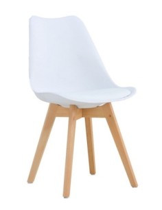 Silla TORRE 4P ( SU ), madera, polipropileno y cojín blanco