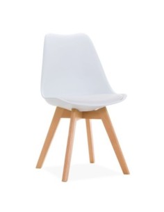 Silla TORRE 4P ( SU ), madera, polipropileno y cojín blanco 2