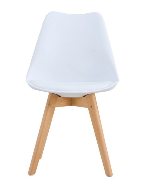 Silla TORRE 4P ( SU ), madera, polipropileno y cojín blanco